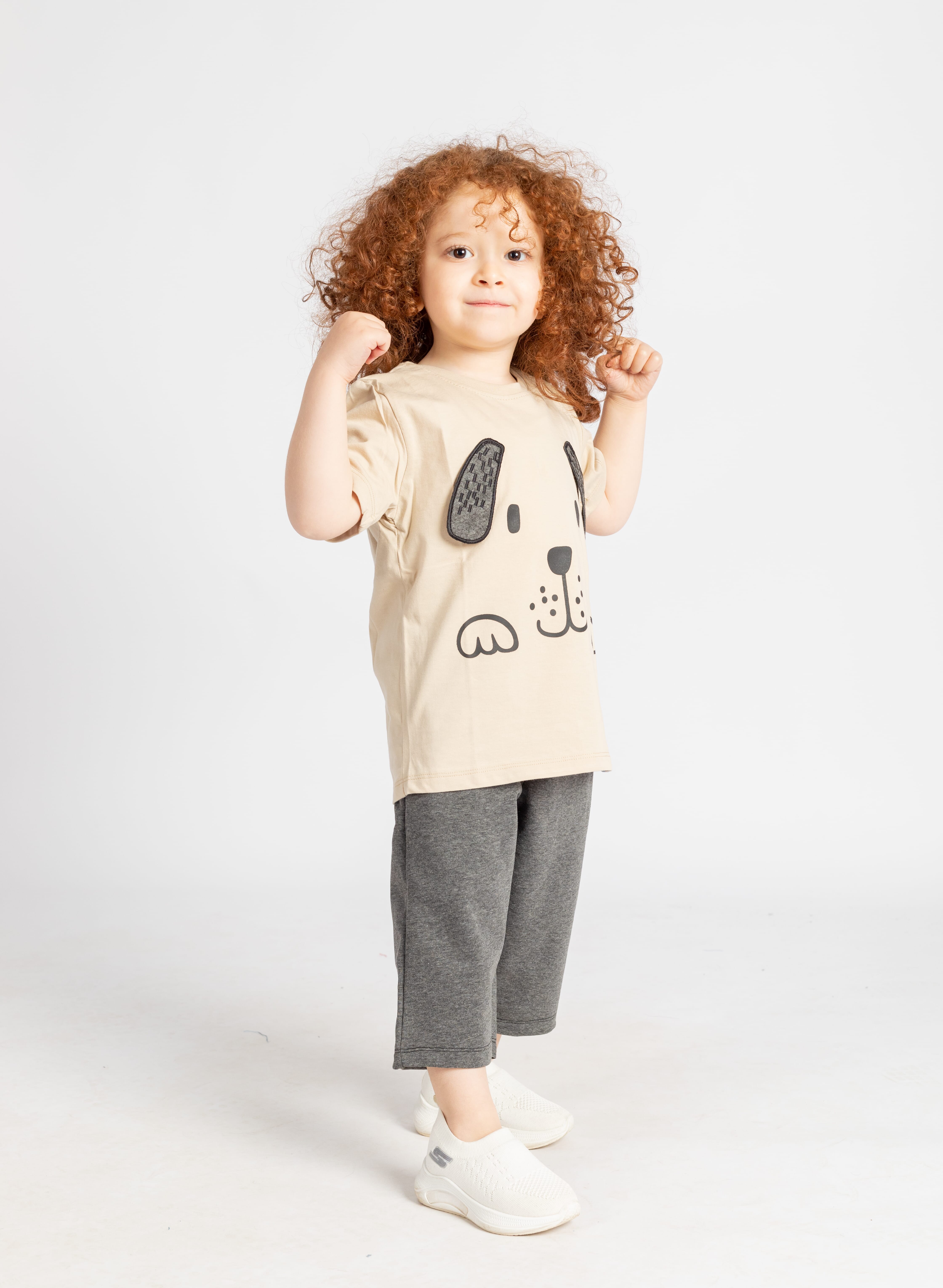 MA Kids Puppy Printed Cotton Pajama For Boys Beige 2 Pieces  , Target Gender: Boys, Color Family: Beige, Material: Cotton, Target Age: 2 - 3 Years, 2 image