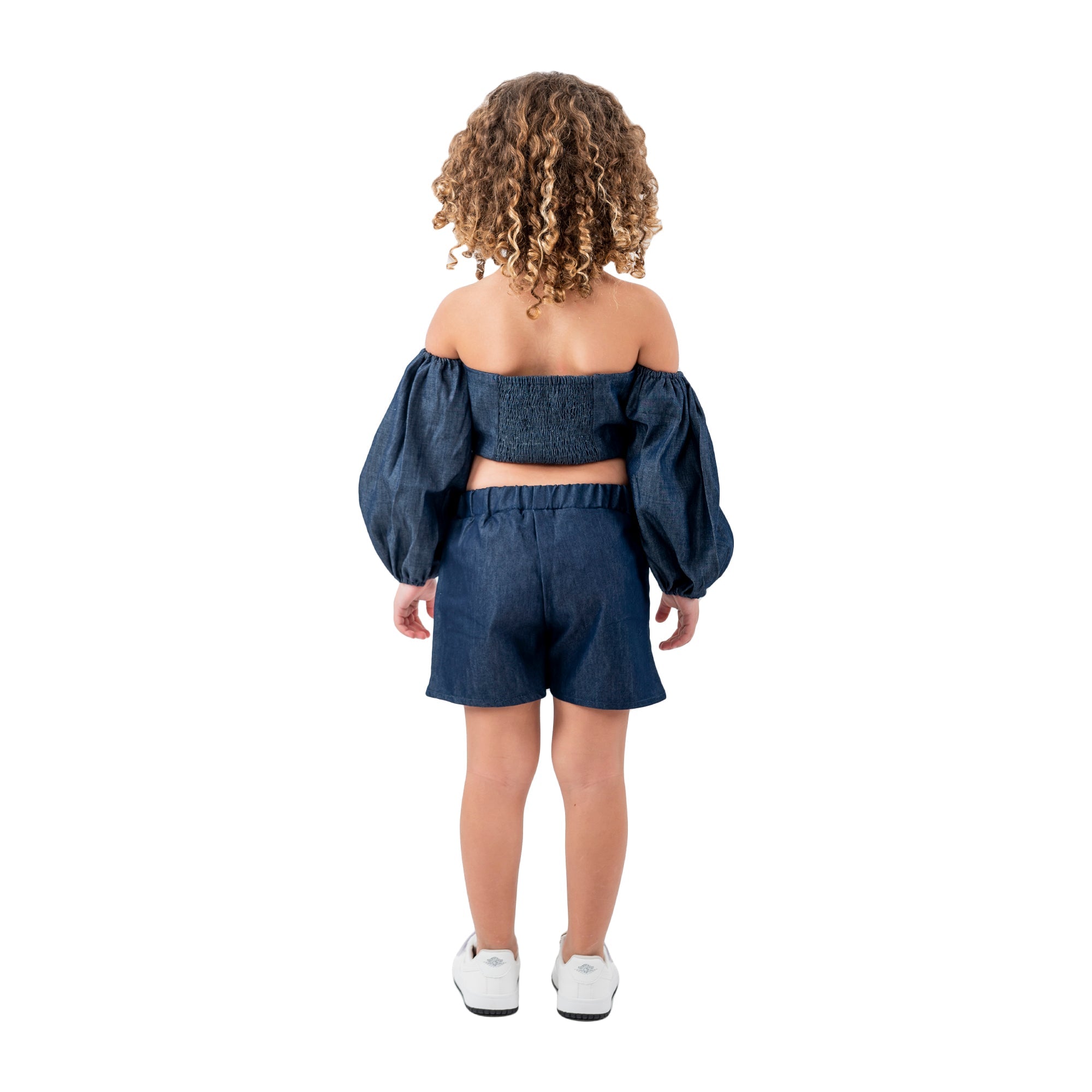 Venti Lace Frill Trim Bardot With Short For Girls 404739 Dark Jeans, Target Gender: Girls, Color Family: Multicolor, Material: Mixed Materials, Target Age: 12 - 18 Months, 2 image