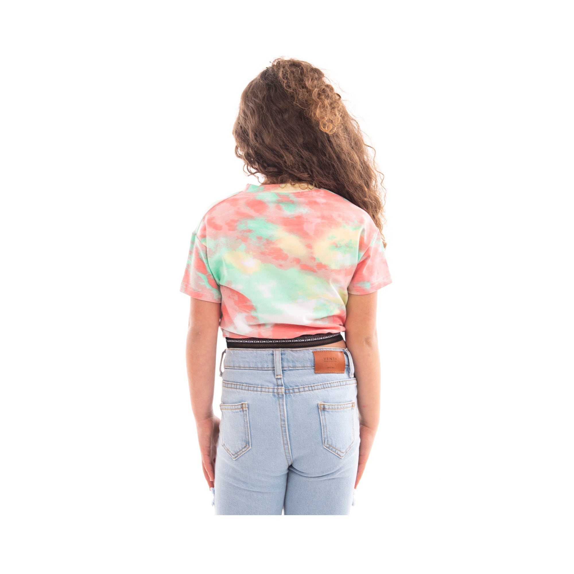 Venti Tie Dye Crop Top with Text for Girl 404047, Target Gender: Girls, Color Family: Multicolor, Material: Mixed Materials, Target Age: 12 - 18 Months, 2 image