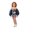 Venti Lace Frill Trim Bardot With Short For Girls 404739 Dark Jeans, Target Gender: Girls, Color Family: Multicolor, Material: Mixed Materials, Target Age: 12 - 18 Months