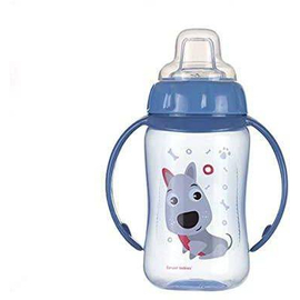 Canpol Babies Cute animal dog Cup with Silicon Straw Blue