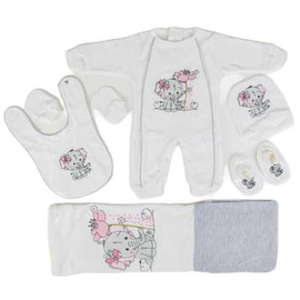 Wika Elephant New Born BodySuit Set For Baby Girls Grey, Target Gender: Girls, Color Family: Grey, Material: Cotton, Target Age: 0 - 3 Months