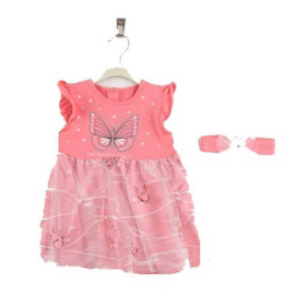 Lumex Cotton Dress For Baby Girls Pink, Target Gender: Girls, Color Family: Pink, Material: Cotton, Target Age: 12 - 18 Months