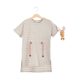 3laaddin Cotton Dress For Girls Grey, Target Gender: Girls, Color Family: Grey, Material: Cotton, Target Age: 2 - 3 Years