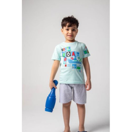 South Island Bay Boat Printed Summer Pajama For Boys Aqua 2 Pieces, Target Gender: Boys, Color Family: Blue, Material: cotton, Target Age: 12 - 24 Months