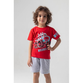 Whoops Printed Summer Pajama For Boys Red 2 Pieces, Target Gender: Boys, Color Family: red, Material: cotton, Target Age: 12 - 24 Months
