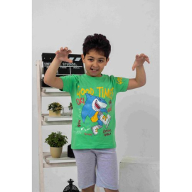 Good Times Printed Summer Pajama For Boys Green 2 Pieces, Target Gender: Boys, Color Family: Green, Material: cotton, Target Age: 10 - 11 Years