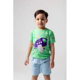 Plan Printed Summer Pajama For Boys Green 2 Pieces, Target Gender: Boys, Color Family: Green, Material: cotton, Target Age: 12 - 24 Months