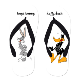 Slip & Go Bugs Bunny And Daffy Duck Printed Flip Flop For Unisex Multicolor, Target Gender: Youth, Season: Summer, Color Family: Multicolor, Material: Eva, Size: 30-31