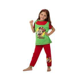 Zietoon Printed Pyjama Set Of Cotton Short Sleeve T-Shirt And Pant For Girls Green/Red, Target Gender: بنات, Season: Summer, Color Family: متعدد الالوان, Material: قطن, Target Age: 2 - 3 سنوات