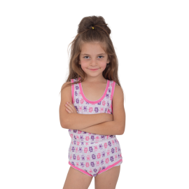 Zietoon Cotton Printed Underware Set Of Top Tank And Panty For Girls White/Pink, Target Gender: بنات, Season: Summer, Color Family: متعدد الالوان, Material: قطن, Target Age: 2 - 3 سنوات