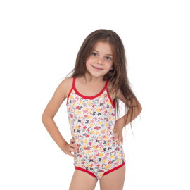 Zietoon Cotton Printed Underware Set Of Top Tank And Panty For Girls White/Red, Target Gender: بنات, Season: Summer, Color Family: متعدد الالوان, Material: قطن, Target Age: 2 - 3 سنوات