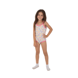 Zietoon Cotton Printed Underware Set Of Top Tank And Panty For Girls White/Pink, Target Gender: بنات, Season: Summer, Color Family: متعدد الالوان, Material: قطن, Target Age: 2 - 3 سنوات