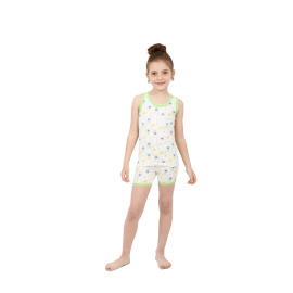 Zietoon Cotton Printed Underware Set Of Top Tank And Short For Girls White/Light Green, Target Gender: بنات, Season: Summer, Color Family: متعدد الالوان, Material: قطن, Target Age: 2 - 3 سنوات